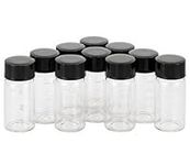 Kesell 30pcs Clear Glass Vials with Scale, 5ml Portable Bottle Storage Container Sample Cosmetic Herb Spice Specimen Beads Vials with Black Screw Caps