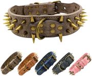 The Mighty Large Spiked Studded Dog Collar - Protect Your Dog's Neck from Bites, Durable & Stylish, for Large Dogs (Grey L)