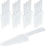 Suclain 50 Pieces Disposable Plastic Cake Cutter 9.1 Inch Plastic Cake Server Cutting Plastic Spatula Plastic Knives Pie Pizza Pastry Slicer Serving Utensils for Kitchen Wedding (Clear)