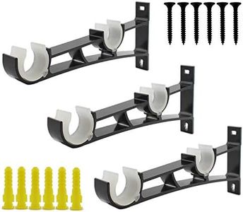 3 PCS Curtain Rod Brackets,ULIFESTAR Heavy Duty Aluminum Alloy Drapery Hardware Brackets,Curtain Drapery Rod Holder Support Wall Bracket Hooks for Bathroom Kitchen for 1.2 Inch Diameter Curtain Rod