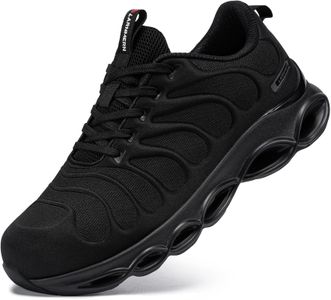 LARNMERN Steel Toe Safety Trainers, Black – Men’s Size 9 UK