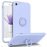 DUEDUE Case Compatible with iPhone SE 2022/2020 Case,iPhone 7/8 Case,Liquid Silicone Gel Rubber Ring Holder Stand Slim Soft Cover Cushion Protective Case for iPhone 7/8/SE2/SE3,Lavender Purple