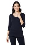 BODYCARE Women Fleece Thermal Tops Round Neck Full Sleeves Solid Pack of 1-Navy Melange