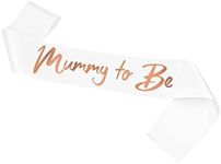 Mummy to Be White and Gold Foiled Baby Shower Satin Sash Favour Party Supplies for Mum (1 Pack)