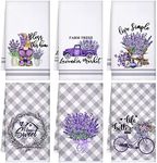 Boyiee Set of 6 Lavender Kitchen Towels Absorbent Dish Towels Lavender Towels 24 x 16 Inches Kitchen Gifts Purple Kitchen Hand Towels Lavender Lover Gifts for Farmhouse Kitchen Bathroom Decorations