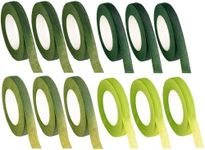 Juvale Floral Tape - 12-Pack Florist Tape, Green Floral Adhesives, Perfect for Bouquet Stem Wrapping, Floral Arrangement and Crafts, 0.47 Inches x 30 Yards, 4 Green Shades