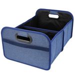 BELLE VOUS Blue Foldable Car Boot Organiser Bag - Heavy-Duty Collapsible Trunk Tidy Storage Box - Multi-Compartment Organiser for Car, SUV, Truck or Minivan Cargo/Groceries