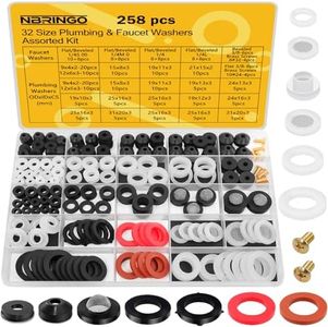 NBRINGO 258 PCS Faucet Washers Assorted Kit - 32 Sizes Plumbing Hose Bib Washer Repair Kit for Spigot Repair, Sink, Valve Stem, Hose Nozzle, Outdoor Faucet - Leak Repair