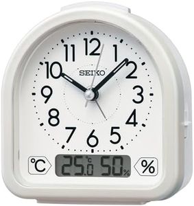 Seiko KR522W Alarm Clock Clock Analog Temperature Humidity Display White 4.4 x 4.3 x 2.1 inches (112 x 108 x 54 mm)