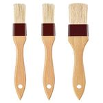 Basting Brush-Pastry Brush,Oil Brush for Cooking,Boar Bristles BBQ Brushes for Grill,Beech Wooden Handle Food Brush for Baking/Spreading Marinade/Sauce/Butter/Egg/Kitchen Baster Brushes(1 &1.5 inch)