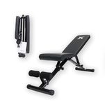 XRT65 Foldable Gym Bench Press | Adjustable Incline, Decline and Flat Bench | 200kg Load Capacity | Gym Equipment Set for Home Workout | Black (Adjustable Bench Press)