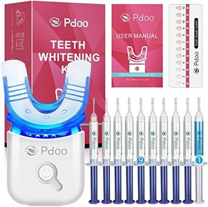 Teeth Whitening Kit with LED Lights Tray for Sensitive Teeth, 10x Whitening Pen Gel, Teeth Whitener at Home, Pain Free and Enamel Safe, Up to 1-9 Shades Whiter in 1-2 Weeks, 2-3X Faster Than Strip