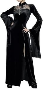 YAOHUOLE Costume Halloween Femme Robe Costume Halloween Femme Manche Longue Femme Halloween Robe Gothique Halloween Noir M