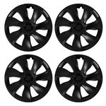 4 Pcs 19 Inch Wheel Hubcap, for Tesla Model Y Wheel Cover Hubcap Fully Wrap Rim Protector Trim High Strength for Tesla Model Y 2020 to 2023, Matte Black (Asymmetrical)