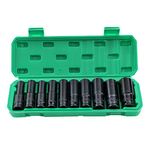 KATSU Deep Impact Socket Set 1/2 Inch Drive 10PCs 8mm-24mm Mertic Automotive Trucks Tractors Engines Repairing DIY Mechanic Tool (Budget) 420446