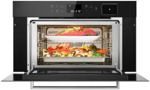 ROBAM 30 Inch Built-in Combi Steam Oven, 1.7 cu.ft, 13 Cooking Functions with Steam, Convection, Roast & Bake, 50 Preset Recipes, Hi-Temp Steam up to 300°F, Black Glass & Stainless Steel CQ762 (Black)