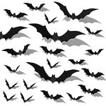 JOKBEN 120PCS Bats Halloween Decoration, 4 Sizes PVC 3D Bats Decorative Wall Decal, Scary Bats Wall Sticker for DIY Home Bathroom Window Indoor Decoration Party Supplies