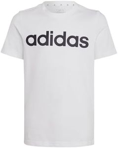 adidas Mixte Enfant Essentials Linear Logo Cotton Tee, White/Black, 9-10 Years