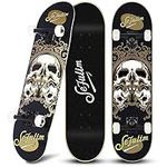 Sefulim 31 x 8 Inch Complete Skateboard 7 Layer Canadian Maple Double Kick Deck Skateboard for Boys Girls Teens Adults Beginner