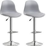 Aarpee Furnitures REVOLVING Height Adjustable BAR Stool/Kitchen Chair Suitable for Kitchen, Cafeteria, Dining,Pubs, Office,Shops - Pair of 2 (Light Grey)