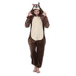 Animal Bee Koala Raccoon Horse Cow Kangaroo Snake Lemur Squirrel Bat Onesie Fancy Dress Costume Bodysuit Pyjama Sleep wear Carnival Costume Squirrel/Chipmunk, XL(height 180cm-190cm)