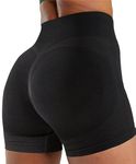 Fshway Women's Gym Shorts Booty Scrunch High Wasit Seamless Sports Shorts Workout Push Up Shorts Cycling Fitness Running Shorts (in, Alpha, M, Regular, Black)