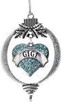 Inspired Silver Gigi Aqua Pave Heart Holiday Ornament