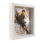 GraduatePro White Shadow Box Frames Square Wedding Bouquet Medals Photos Memory for Keepsakes Display Flower Case Deep 3D Picture Wooden Tabletop and Wall Hanging 8x10