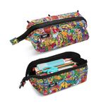 ZIPIT Lenny Pencil Case | Large Capacity Pencil Pouch | Pencil Bag for School, College and Office (Doodles)