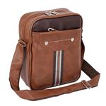 Storite Stylish PU Leather Tablet Padded Sling Cross Body Travel Office Business Messenger One Side Shoulder Bag for Men Women (Tan Brown, 25 x 20 x 7 Cm)