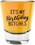 LitGifts Its My Birthday Shot Glass, 21st Birthday Gifts for Her, 21st Birthday Shot Glass for Her, Birthday Glasses for Women, 1.75 Ounce Shot Glass in Black, Small