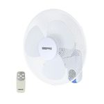 GEEPAS 16-Inch Wall Mounted Fan with Remote Control - Electric Cooling Wall Fan for Home Office - 3 Speed Setting with Oscillating Feature - 3 Leaf PP Blades, 7.5 Hour Timer - 2 Year Warranty, White