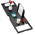 Premium Bath Tray Caddy Black - Bath Trays for Across The Bath - Bamboo Bathtub Tray - Expandable Size, Fits Most Bath Tubs