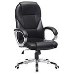 SONGMICS Executive Office Chair with High Back, Durable and Stable, Height Adjustable, Ergonomic, Black, OBG22BUK, 73 x 70 x (112-122) cm