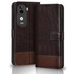 TheGiftKart Flip Back Cover Case for Vivo V40e / iQOO Z9s 5G | Dual-Color Leather Finish | | Inbuilt Stand & Pockets | Wallet Style Flip Cover for Vivo V40e / iQOO Z9s (Faux Leather, Coffee & Brown)