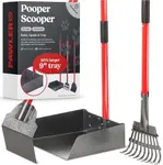 Pawler Dog Pooper Scooper for Large Dogs, Small & Medium Dogs with Rake, Spade and Tray - Heavy Duty, Metal and Aluminum Poop Scoop Trio for Horses - Dog Poop Scooper for Yard, Grass, Dirt or Gravel