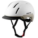 Favoto Urban Bike Helmet Adult - Dual Shell Impact Resistance with Removable Visor - Commuter Lightweight Cycling Helmet Adjustable Size for Men Women 57-61cm White