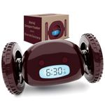 CLOCKY Extra Loud Alarm Clock for Heavy Sleepers on Wheels Rolls Runs Away Vibrating, Easy to Set Super Smart Snooze Digital Bed Shaker Alarm Clock Funny Gift for Adults Kids Teens Bedrooms (Wine)
