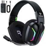 WESEARY Wireless Gaming Headset for PC, PS5, PS4, Switch, Mac, 2.4GHz Wireless Gaming Headphones with ENC Microphone, Bluetooth 5.4, 50mm Drivers, Stereo Sound, Cool Lighting, 50H Battery