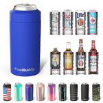 Frost Buddy Universal 2.0 5 Sizes in 1 Insulated Can Cooler - Stainless Steel Can Cooler for 12 oz & 16 oz Regular or Slim Cans & Bottles - Stainless Steel (Royal Blue)