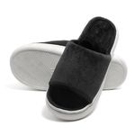 Richmen Slipper for Women Winter Flip Flop Soft Wool Indoor Slides Girls Faux Fur Cozy Carpet Spa Casual Home Slippers for Bedroom Sandals (Black, 7uk)