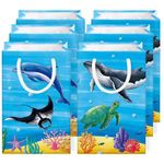 Ocean Goodie Bags - 16 Pack Ocean Party Gift Bags with Handle for Boys Ocean Sea Theme Party Goodie Candy Treat Bags Under the Sea Birthday Party Supplies Summer Holiday Party Favor Bags