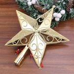 Christmas Star Tree Topper Xmas Gold Star Tree Toppers Tree Ornament for Xmas New Year Holiday Home Office Indoor Tree Decoration