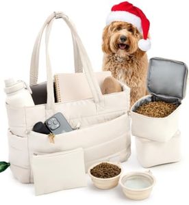 Rubyloo Puffer Dog Travel Bag for Dog Moms, Diaper Bag with Travel Bowls