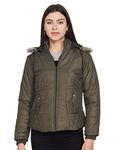 Cazibe Women Nylon's Standard Length Jacket Olive L, Large, Green