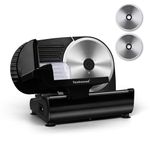 Techwood Electric Meat Slicer, 200W Electric Food Slicer with 9” Removable Stainless Steel Blade & Adjustable Thickness Dial, for Home Use, Ideal for Meat Jerky, Veggie& Bread, Double Blade