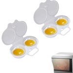 TAOLE 2 Cups Microwave Egg Poacher, Non-Stick Lids Portable Egg Poachers, Double Cup Egg Cooker Maker For Ovens Breakfast Cooking Kitchen Steamed Poached Egg Gadget