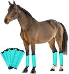 FOXLVDA Horse Fly Boots, Adjustable Fly Boots for Horses Set of 4, Comfortable Horse Leggings, Breathable Plastic Mesh Material, Horse Supplies for Reduces Stress & Leg Fatigue (Green, Large)