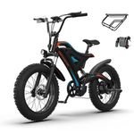 aostirmotor 500W(Peak 650W) Electric Bike,Max Range 25Miles(Pedal-Assist)&Max Speed 28Mph, 20" EBike with Removable Battery, Dual Suspension, Commuter Electric Bicycle for Adults