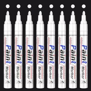 APOGO White Paint Pens Permanent Paint Markers - 8 Pack Oil Based Paint Pens, Medium Tip, Waterproof Paint Marker set for Rocks, Wood, Metal, Plastic, Glass, Mugs, DIY Craft, Touch Up Paint Pen